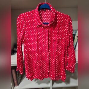 Red Polka Dot Button-Up Shirt